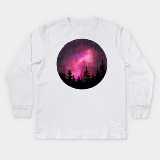 Pink galaxy Kids Long Sleeve T-Shirt